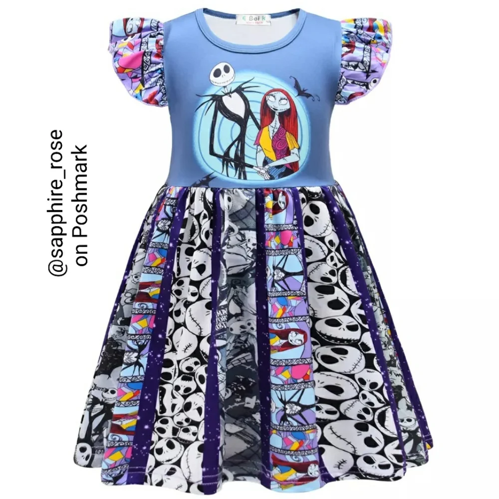 Nightmare Before Christmas Girls Twirly Dress Halloween Costume 5/6 Headband too